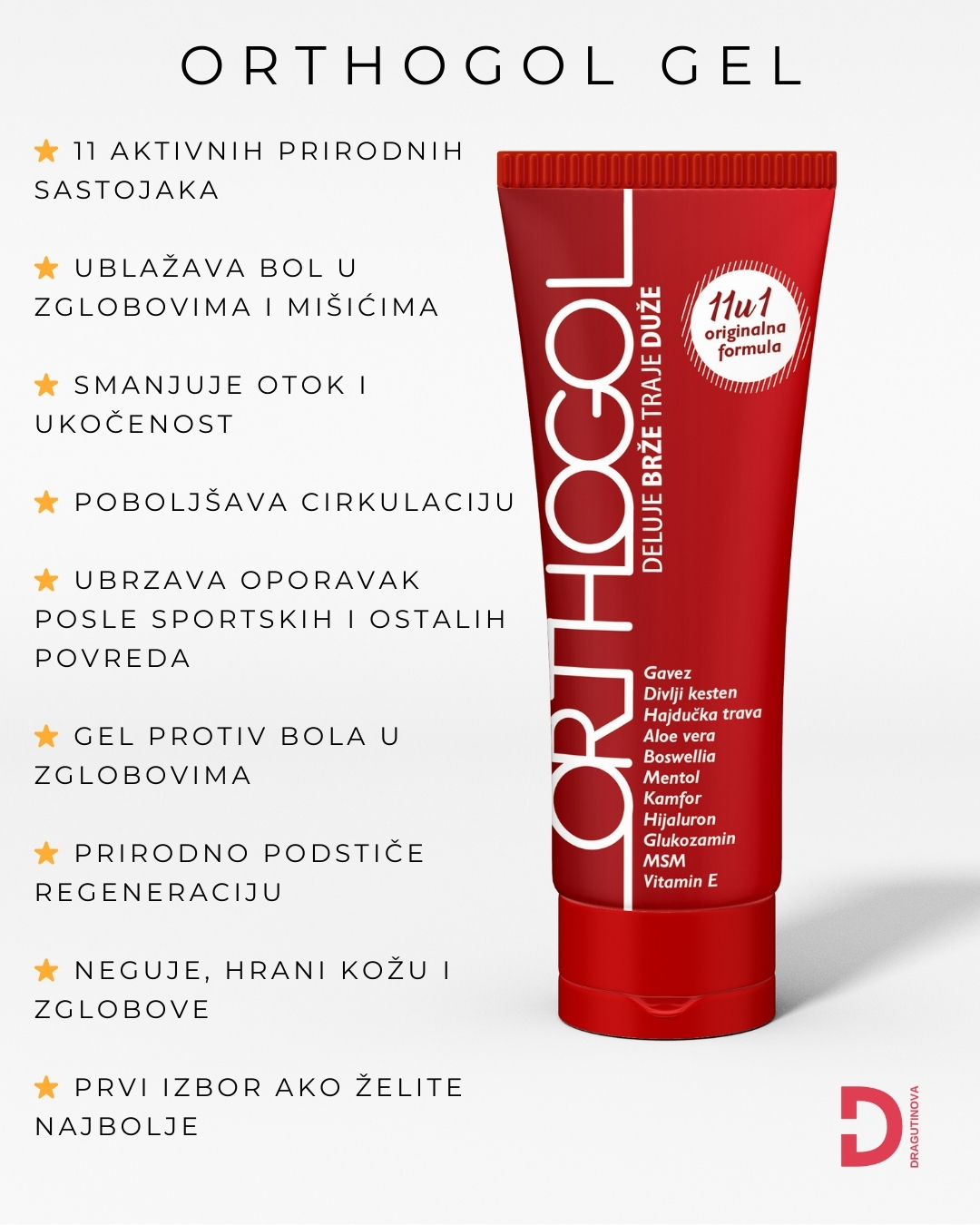 Orthogol gel za otok bol i ukočenost zgloba, krema za sportske povrede, artritis - Dr Dren Orthogol gel za otok bol i ukočenost zgloba, krema za sportske povrede, artritis