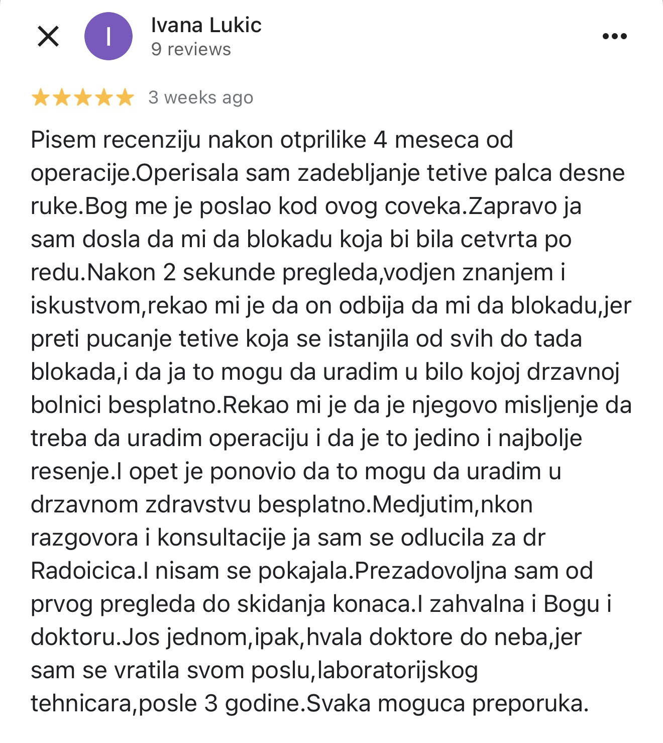 Dr Dren iskustvo ocena operacija palca trigger finger