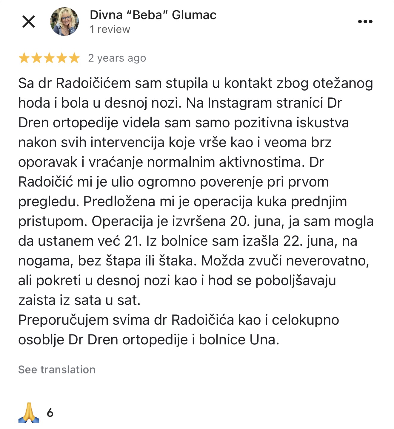 zamena kuka artroplastika kuka dr dren iskustva dr radoicic iskustvo