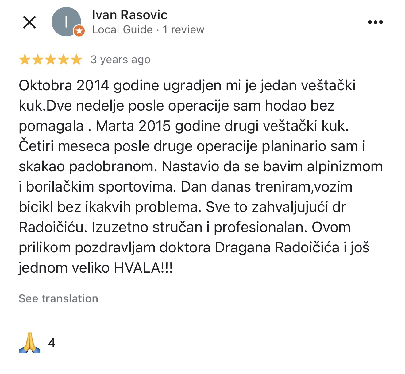 artroplastika kuka zamena endoproteza operacija dr dren dr radoicic iskustvo