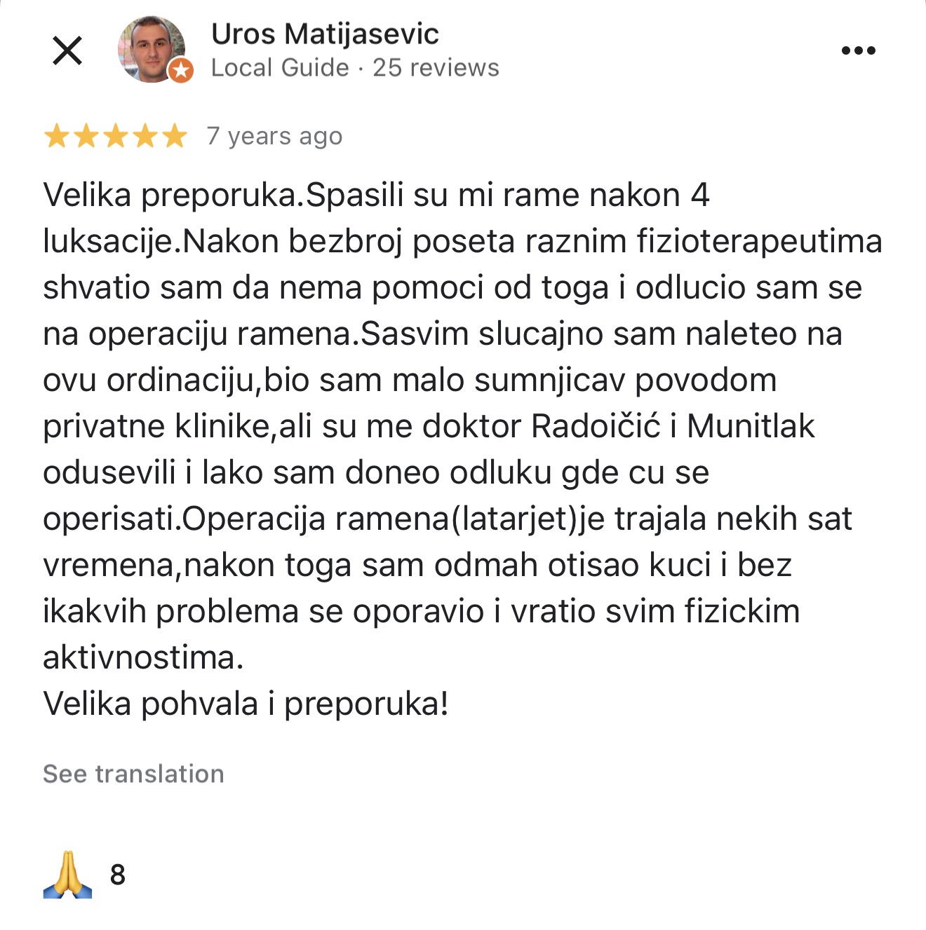 drdren iskustvo iščašanje ramena operacija latarjet