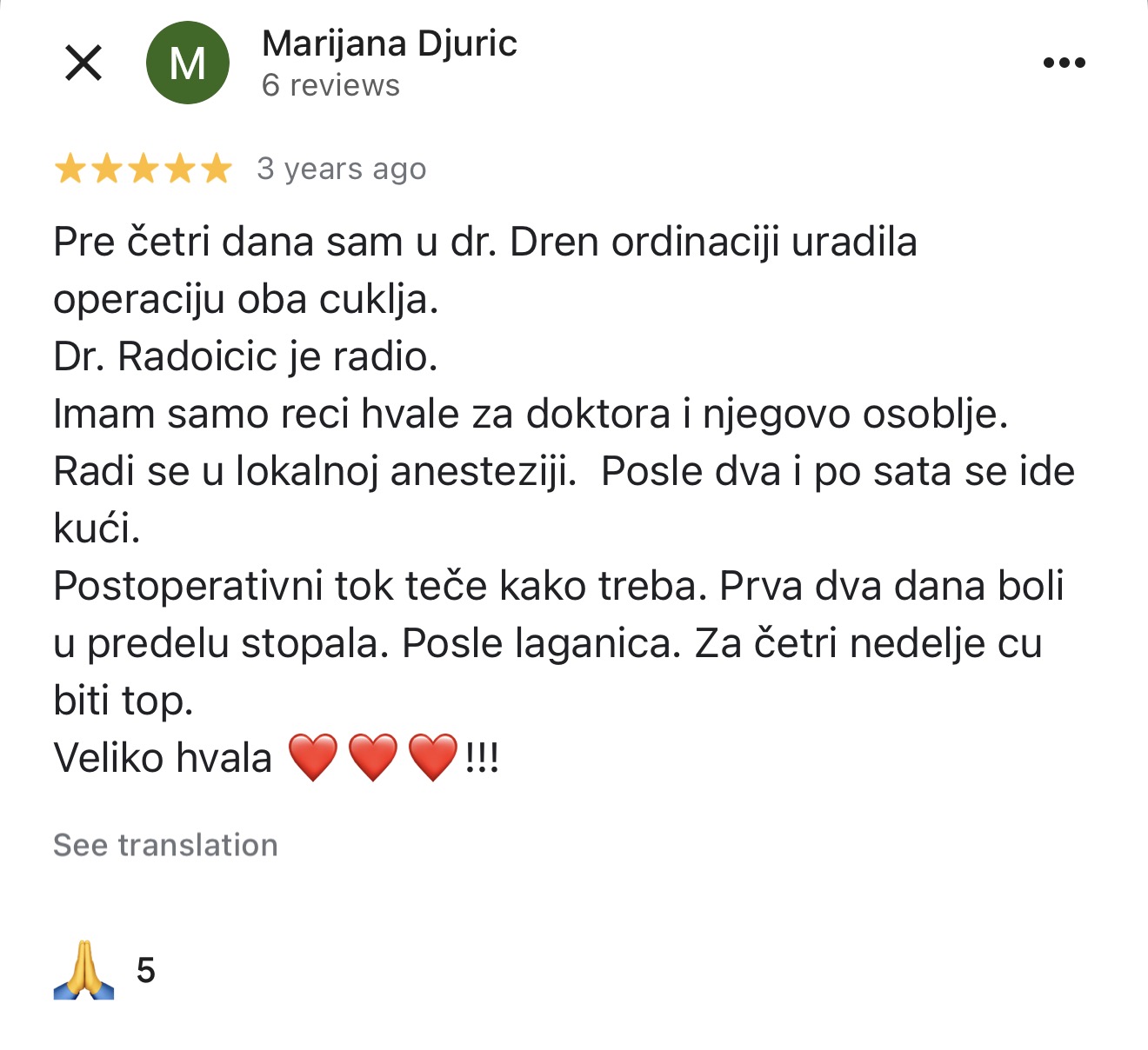 drdren iskustvo čukljevi operacija oba čuklja