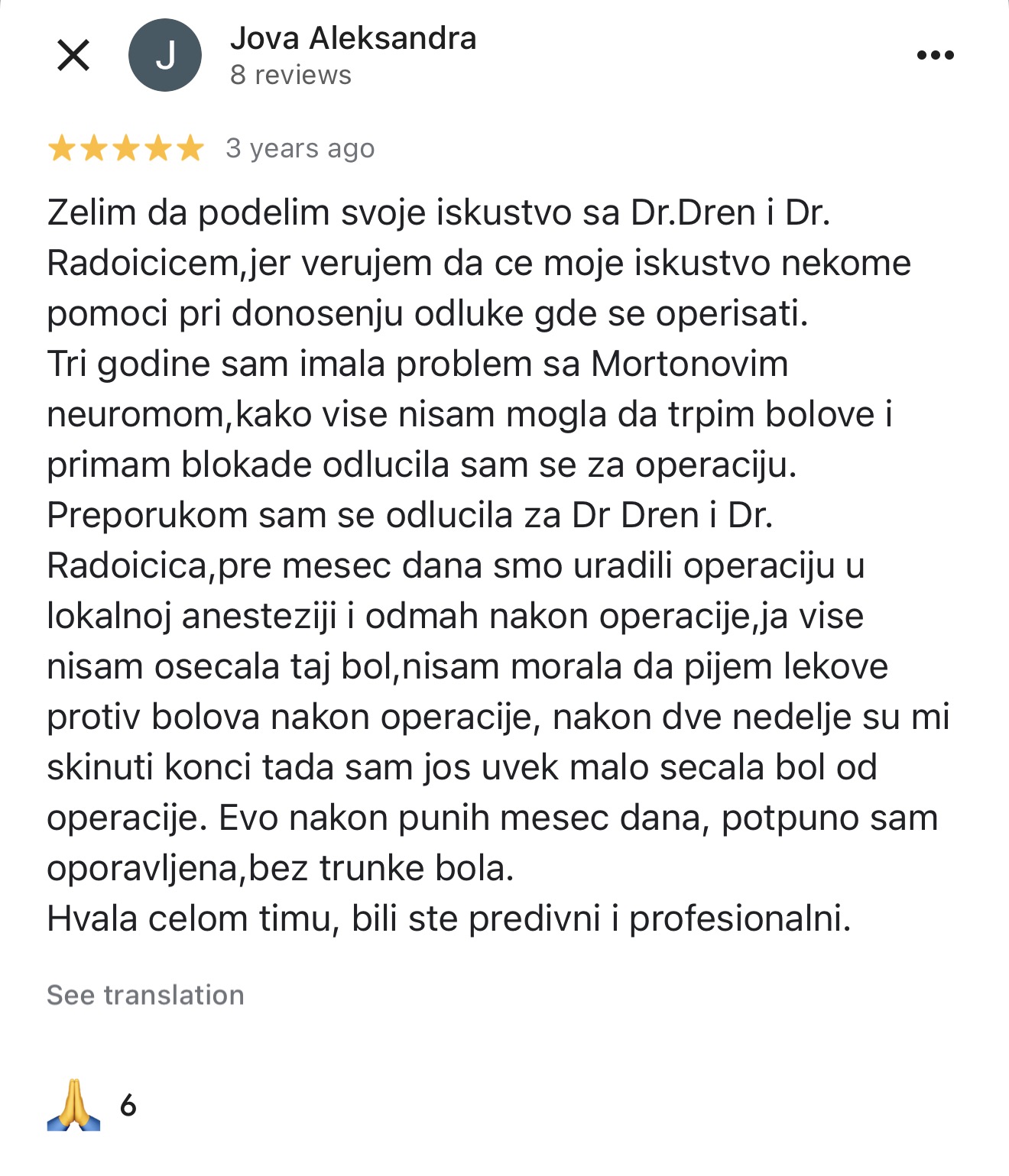 dr dren iskustvo mortonov neurom morton operacija